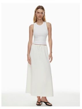 Aritzia Babaton Consensus Maxi Slip Skirt Crepe Pull On Light Birch Cream Size M